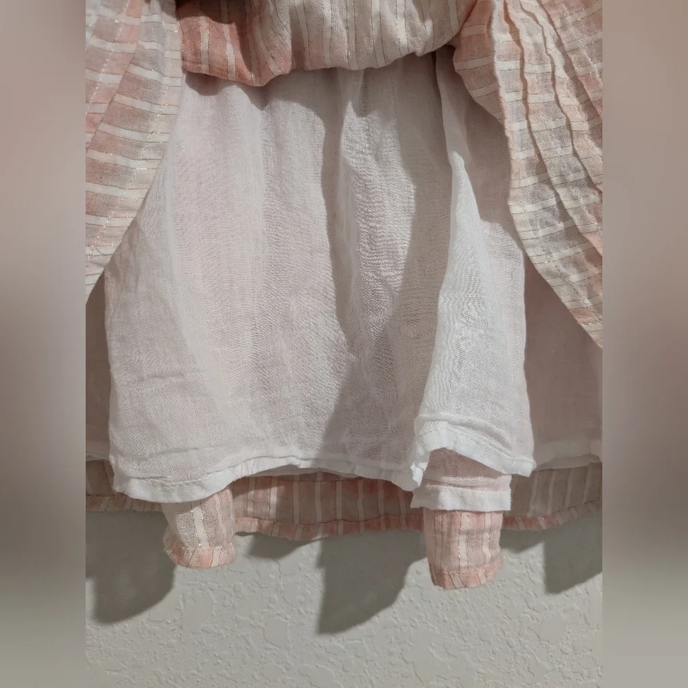 Cleobella Pink Tie-Dye Organic Cotton Smocked Tiered Ruffle Amber Mini Skirt